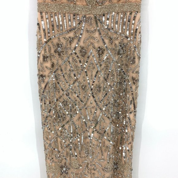 Mac Duggal Dress 4715 Embellished Fringe Cap Sleeve Trumpet Gown - Picture 7 of 16